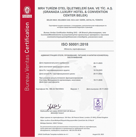 Granada Okurcalar Sertifikalar ıso 50001 Ru
