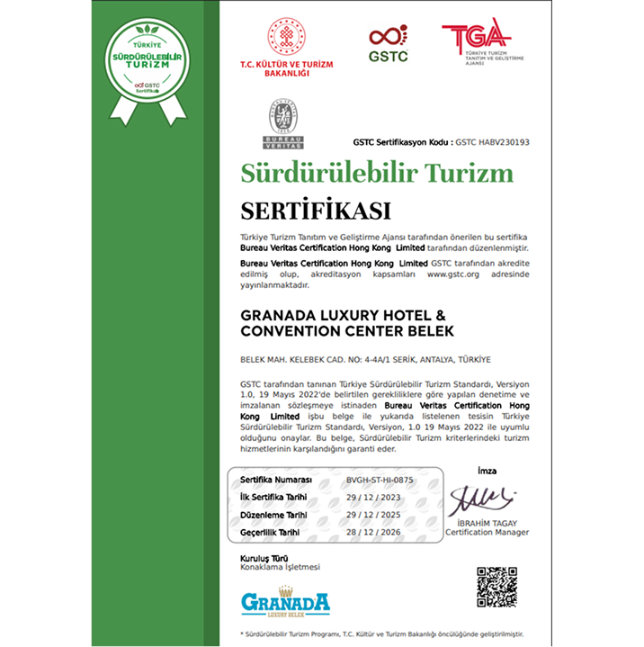Granada Hotels Odul Ve Sertifikalar Surdurulebilir Turizm Tr